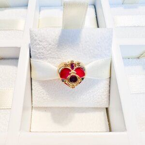 925 Sterling Silver Sailor Moon Red Cosmic Heart Compact Charm Fits Pandora